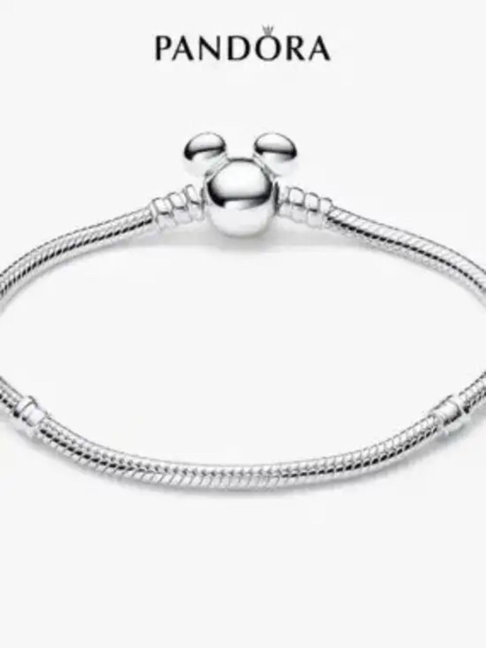 Pandora Disney Mickey Clasp Silver Snake Chain Bracelet